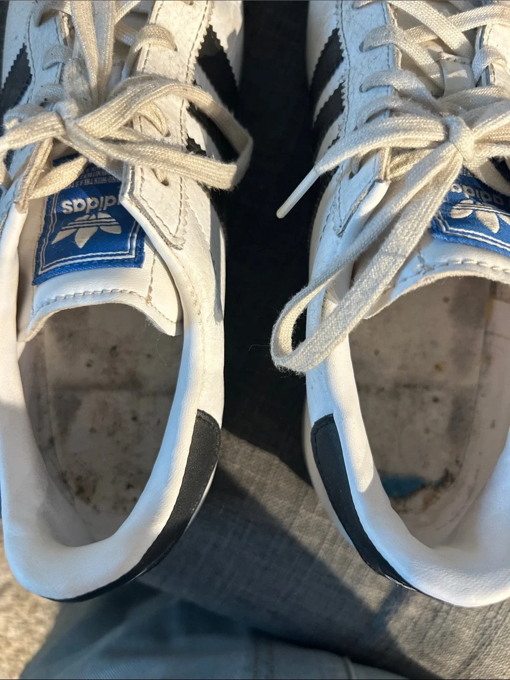 adidas White Sneakers with Black Three-Stripes